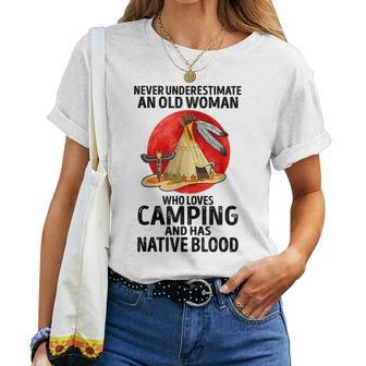 Never Underestimate An Old Woman Who Loves Camping Women T-shirt | Mazezy