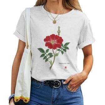 Vintage Botanical Flower Floral Rose Japan Women T-shirt | Mazezy