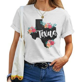 Vintage Texas Home State Map Pride Flowers Retro Rodeo Women T-shirt | Mazezy