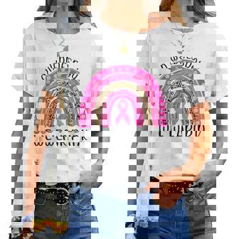 On Wednesday We Wear Pink Rainbow Breast Cancer Fighter Women T-shirt - Thegiftio