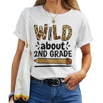 Wild About 2Nd Grade School Grade Teacher Women T-shirt - Seseable