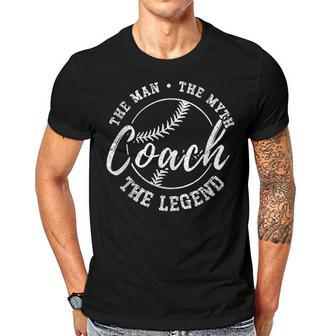 Baseball Coach The Man The Myth The Legend Teacher Husband Gift For Women Men T-shirt Crewneck Short Sleeve | Mazezy