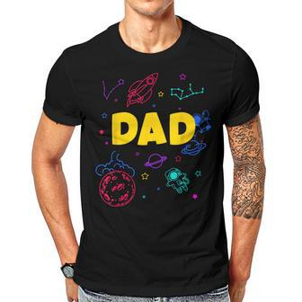 Dad Outer Space Daddy Planet Birthday Fathers Gift For Women Men T-shirt Crewneck Short Sleeve | Mazezy