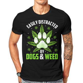 Dogs And Weed Dad Mom Dog Lover Cannabis Marijuana Gift For Women Men T-shirt Crewneck Short Sleeve | Mazezy