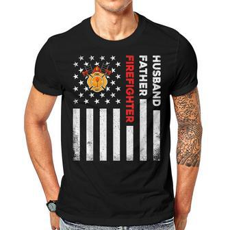 Firefighter Husband Father Fireman Fathers Day Gift For Dad Gift For Women Men T-shirt Crewneck Short Sleeve | Mazezy