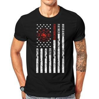 Firefighter Husband Father Fireman Gifts For Dad Fathers Day Gift For Mens Gift For Women Men T-shirt Crewneck Short Sleeve | Mazezy CA