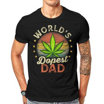 Funny Fathers Day 420 Weed Dad Vintage Worlds Dopest Dad Gift For Womens Gift For Women Men T-shirt Crewneck Short Sleeve | Mazezy