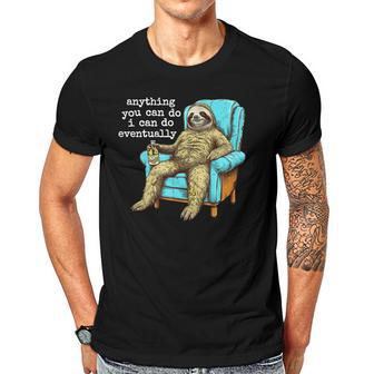 Funny Lazy Husband Procrastinating Nap Cute Sitting Sloth Gift For Women Men T-shirt Crewneck Short Sleeve | Mazezy