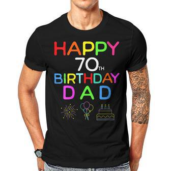 Happy 70Th Birthday Dad Birthday 70 Years Old Gift For Womens Gift For Women Men T-shirt Crewneck Short Sleeve | Mazezy