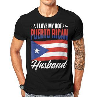 Hot Puerto Rican Husband Puerto Rico Puerto Rican Flag Pride Gift For Women Men T-shirt Crewneck Short Sleeve | Mazezy