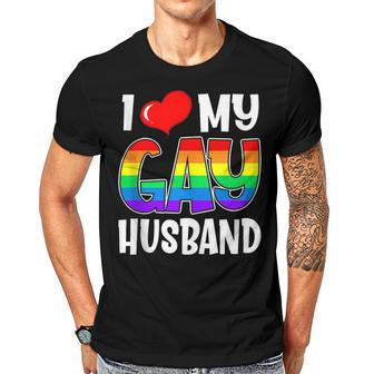 I Love My Gay Husband Lgbt Gay Pride Month Family Gift For Women Men T-shirt Crewneck Short Sleeve | Mazezy