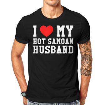 I Love My Hot Samoan Husband Red Heart Gift For Women Men T-shirt Crewneck Short Sleeve | Mazezy