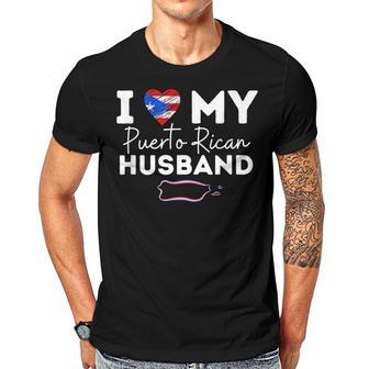 I Love My Puerto Rican Husband Fathers Day Best Husband Gift For Women Men T-shirt Crewneck Short Sleeve | Mazezy