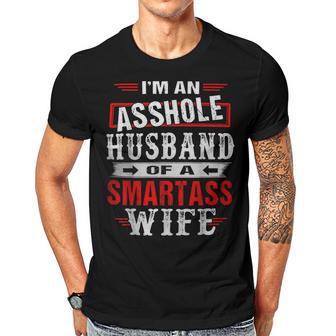 Im An Asshole Husband Of A Smartass Wife Funny Gift Gift For Women Men T-shirt Crewneck Short Sleeve | Mazezy