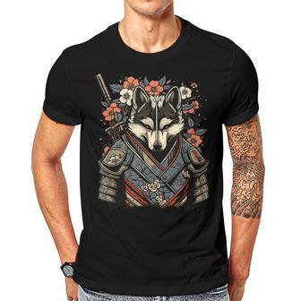 Japanese Samurai Wolf Tattoo Vintage Kawaii Ninja Gift For Women Men T-shirt Crewneck Short Sleeve | Mazezy