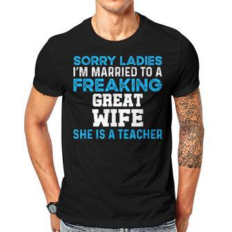 Married To A Great Teacher Husband Of A Teacher Gift For Mens Gift For Women Men T-shirt Crewneck Short Sleeve | Mazezy