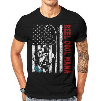 Usa Flag Reel Cool Mama Fishing Fisher Fisherman Gift For Women Men T-shirt Crewneck Short Sleeve | Mazezy