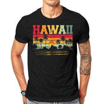 Vintage Hawaii Summer Mom Dad Hawaiian Dad Papa Husband Gift For Women Men T-shirt Crewneck Short Sleeve | Mazezy