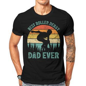 Vintage Retro Best Roller Derby Dad Ever Fathers Day Gift For Women Men T-shirt Crewneck Short Sleeve | Mazezy