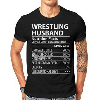 Wrestling Husband Nutrition Facts | Funny Wrestling Husband Gift For Women Men T-shirt Crewneck Short Sleeve | Mazezy AU