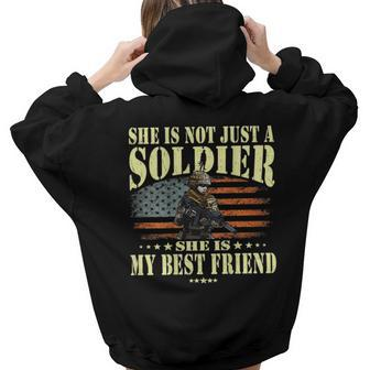 My Best Friend Is A Solider Hero - Proud Army Friend Bestie Women Hoodie Back Print | Mazezy