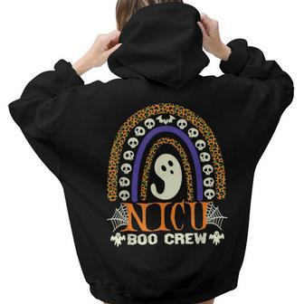 Boo Crew Nurse Halloween For Nicu Nurses Rn Ghost Women Hoodie Back Print | Mazezy