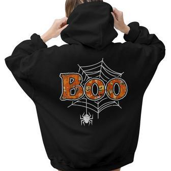 Boo Web Spider Halloween Day Party Trick Or Treat Women Hoodie Back Print | Mazezy
