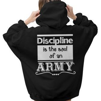 Discipline Is The Soul Of An Army Women Hoodie Back Print | Mazezy