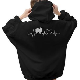 Distressed Pomeranian Dog With Heartbeat Graphic Dog Lover Women Hoodie Back Print | Mazezy