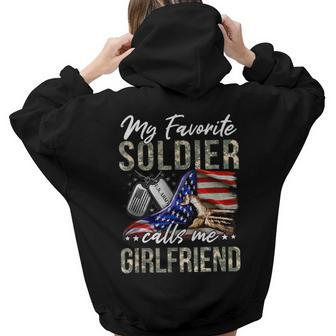 My Favorite Soldier Calls Me Girlfriend Us Army Graduation Women Hoodie Back Print | Mazezy
