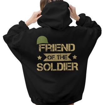 Friend Of The Soldier Matching Family Army Birthday Party Army Women Hoodie Back Print | Mazezy