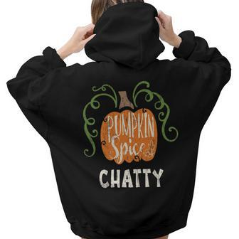 Chatty Pumkin Spice Fall Matching For Family Women Hoodie Back Print | Mazezy