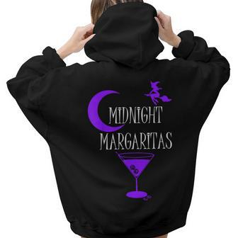 Midnight Margaritas Witch Halloween Drinking Women Hoodie Back Print | Mazezy