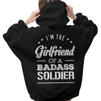 Girlfriend Of A Badass Soldier For Girlfriend Badass Women Hoodie Back Print | Mazezy