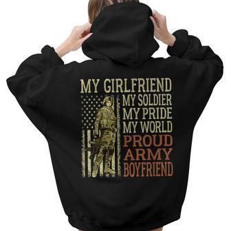 My Girlfriend My Soldier Hero Proud Army Boyfriend Military Women Hoodie Back Print | Mazezy