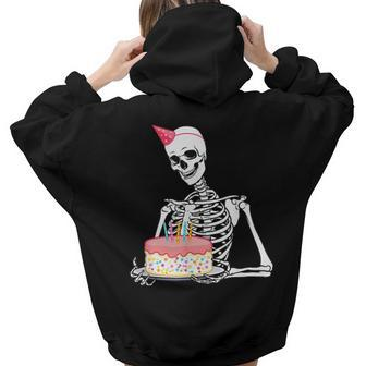 Halloween Birthday Outfit Skeleton Birthday Party Women Hoodie Back Print | Mazezy