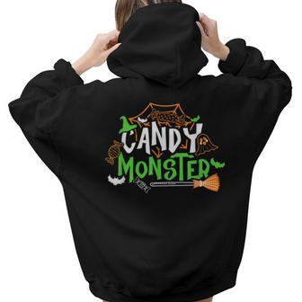 Halloween Candy Monster Trick Or Treat Spooky Sweeth Tooth Women Hoodie Back Print | Mazezy