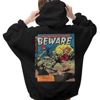 Halloween Horror Vintage Zombie Comic Book Retro Scary Women Hoodie Back Print | Mazezy