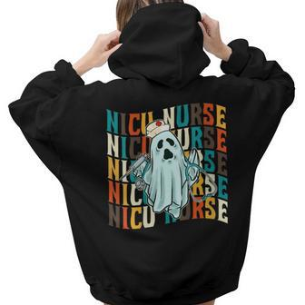 Halloween Nicu Nursing Ghost Costume Neonatal Nurses Women Hoodie Back Print | Mazezy
