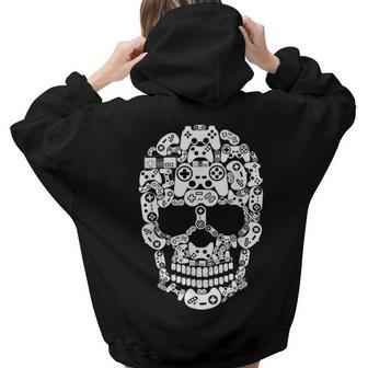 Halloween Skeleton Skull Gamer Boys Men Controller Gaming Women Hoodie Back Print | Mazezy CA