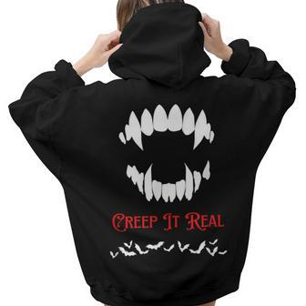 Halloween Vampire Th Spooky Goth Black And Red Women Hoodie Back Print | Mazezy