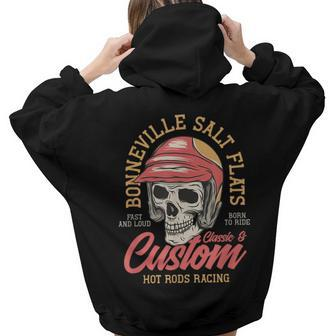 Hot Rod Costum Garage Skeleton Old School Racing Skull Women Hoodie Back Print | Mazezy DE