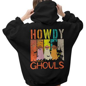 Howdy Ghouls Retro Vintage Cowboy Halloween Women Hoodie Back Print | Mazezy