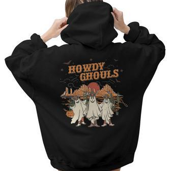 Howdy Ghouls Western Country Cowgirl Halloween Spooky Season Women Hoodie Back Print | Mazezy