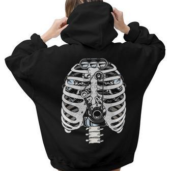 Mechanic Skeleton Rib Cage Halloween Costume Outfit Women Hoodie Back Print | Mazezy