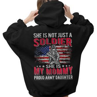 My Mommy Is Soldier Hero Proud Army Daughter Military Child Women Hoodie Back Print | Mazezy