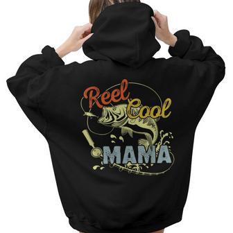 Mothers Day Funny Retro Reel Cool Mama Fishing Lover  Gift For Women Hoodie Words Graphic Back Print Hoodie Gift For Teen Girls Women