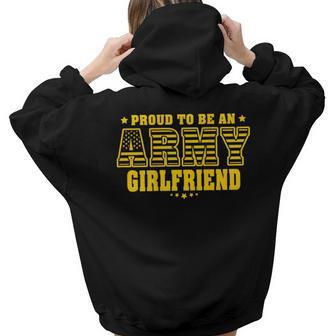 Proud To Be An Army Girlfriend Us Flag Pride Military Couple Pride Month s Women Hoodie Back Print | Mazezy
