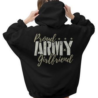 Proud Army Girlfriend Us Military Family Wife Boyfriend Military Women Hoodie Back Print | Mazezy