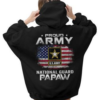 Proud Army National Guard Papaw With American Flag Women Hoodie Back Print | Mazezy